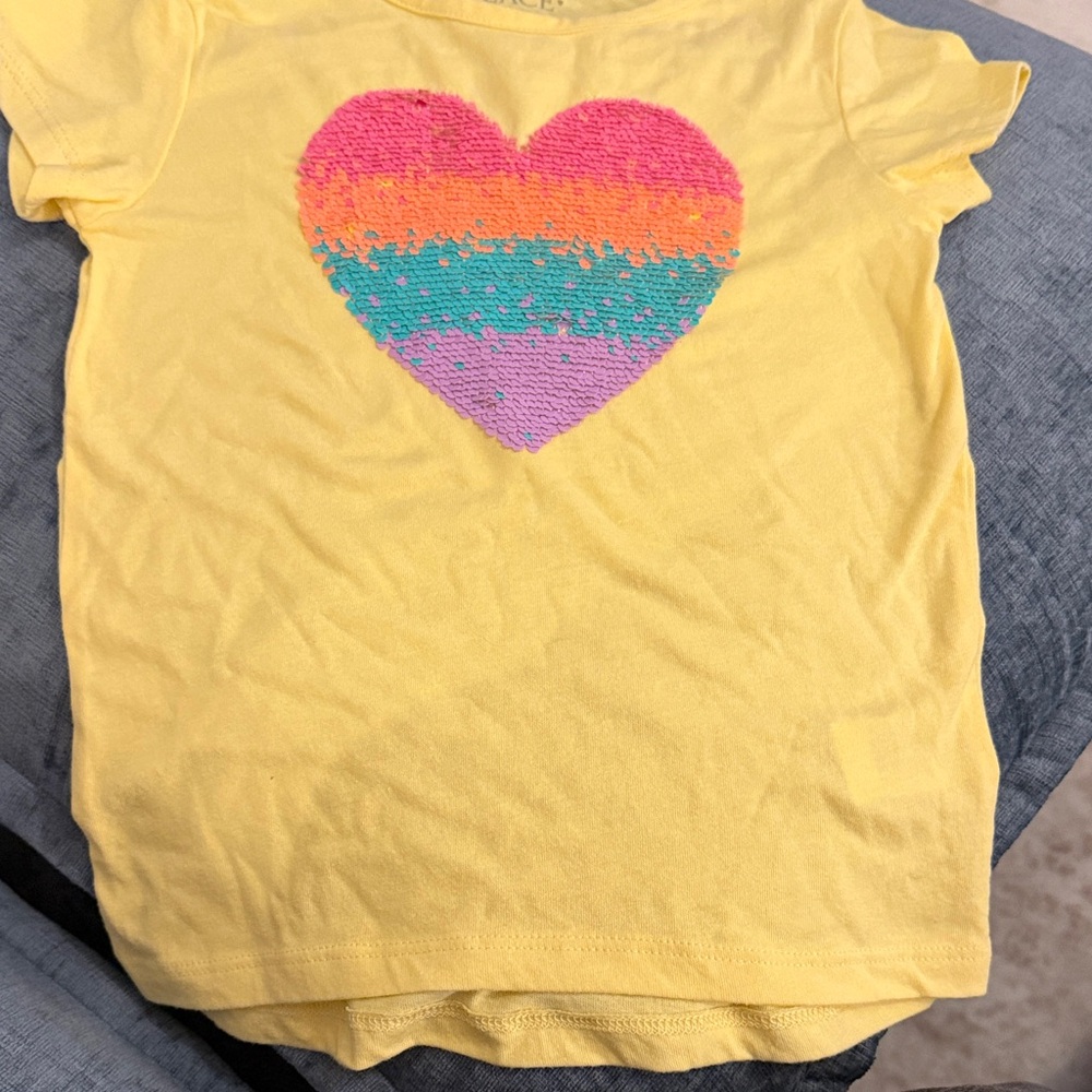 The Children's Place Yellow Tee with Striped Heart